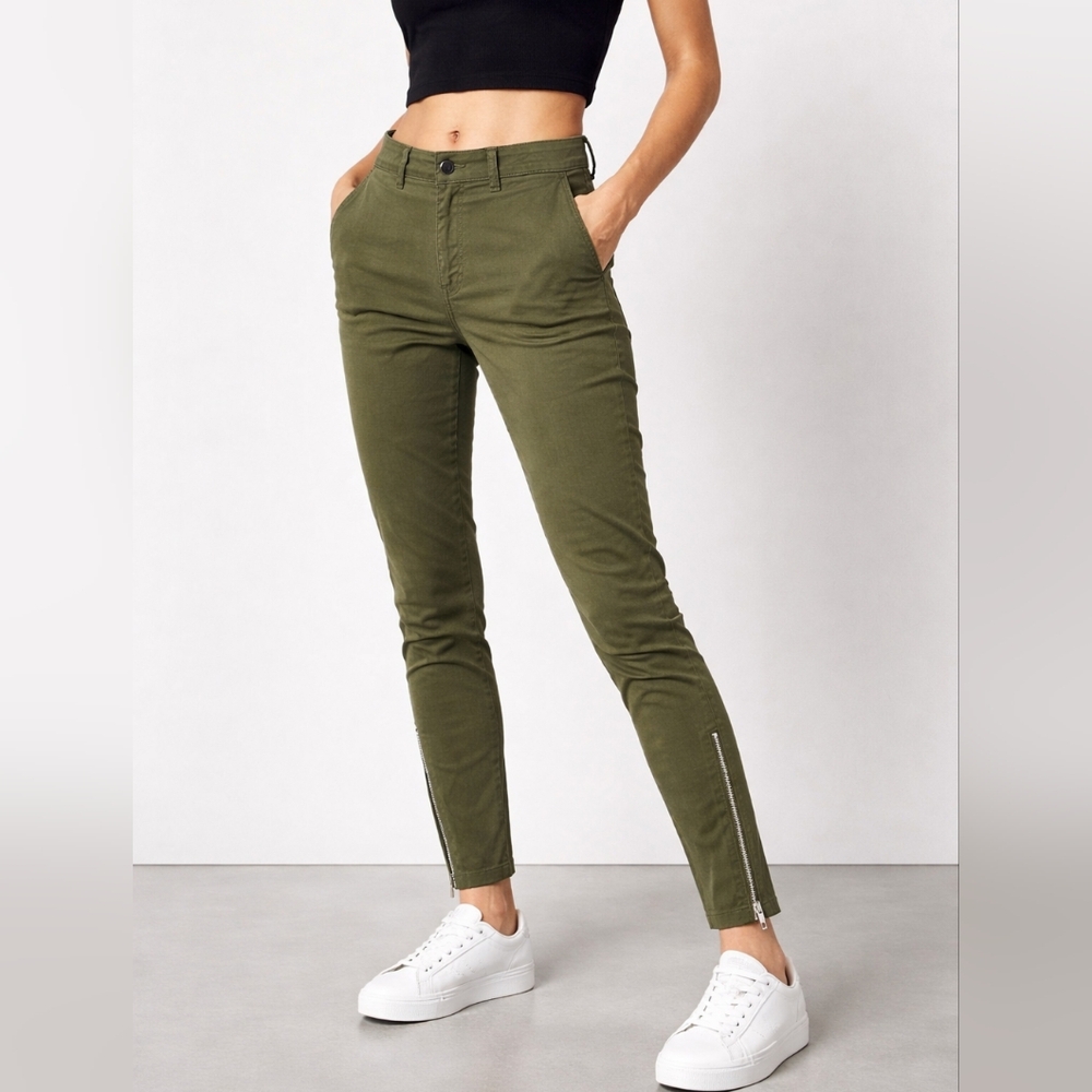 Department Five Olive Green Slim Fit Pants Side Zip Italy NWT